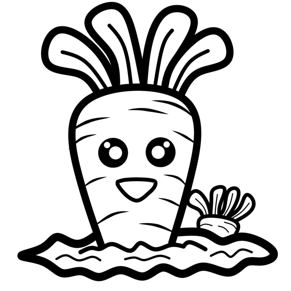a cartoon carrot with eyes and a smile vector