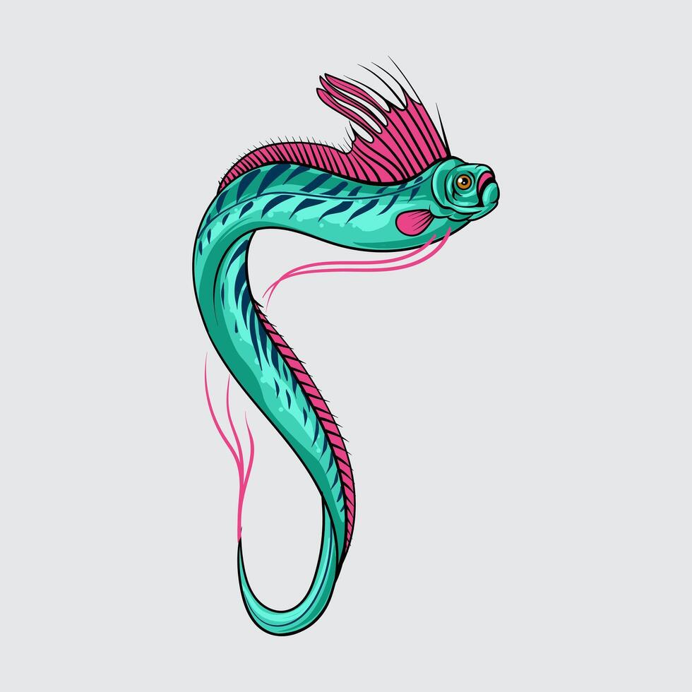 Oarfish isolated cartoon illustration with light background vector