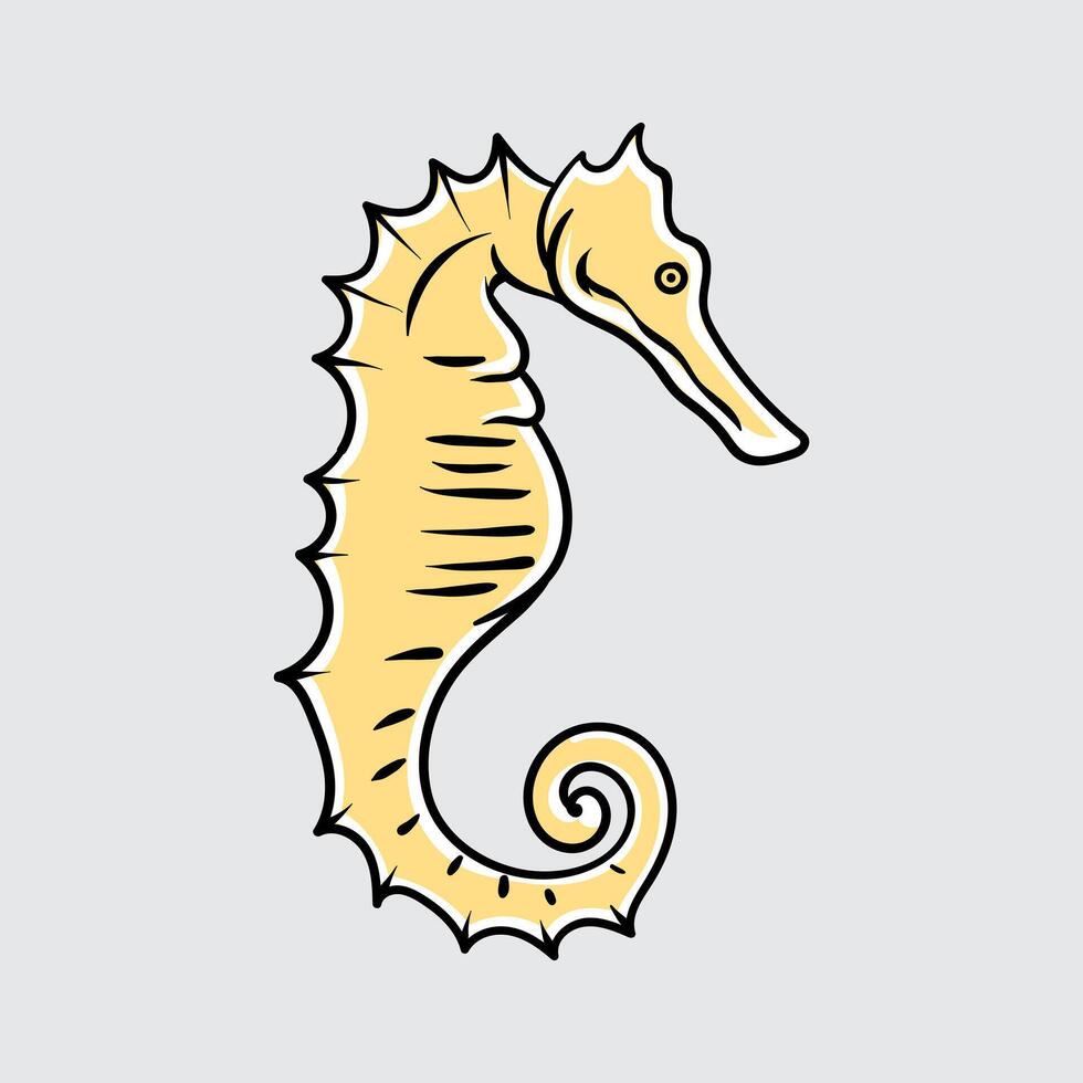 Sea horse simple isolated cartoon illustration with light background vector