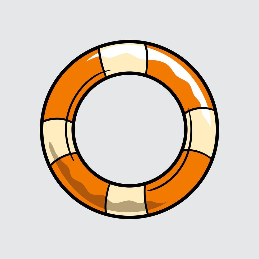 Lifebuoy cartoon illustration isolated on light background. Perfect for nautical, marine, sailing, and adventure designs. vector
