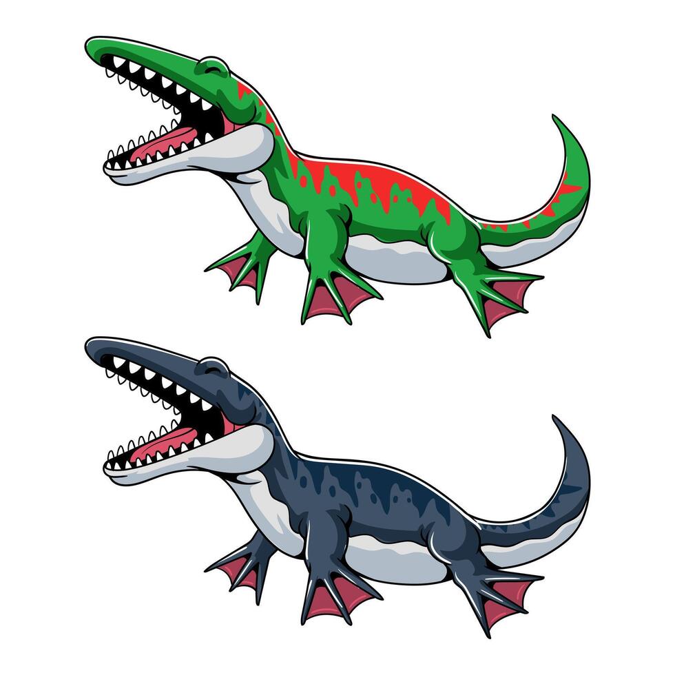 Cute liopleurodon Dinosaur Character Mascot in Cartoon Illustration vector