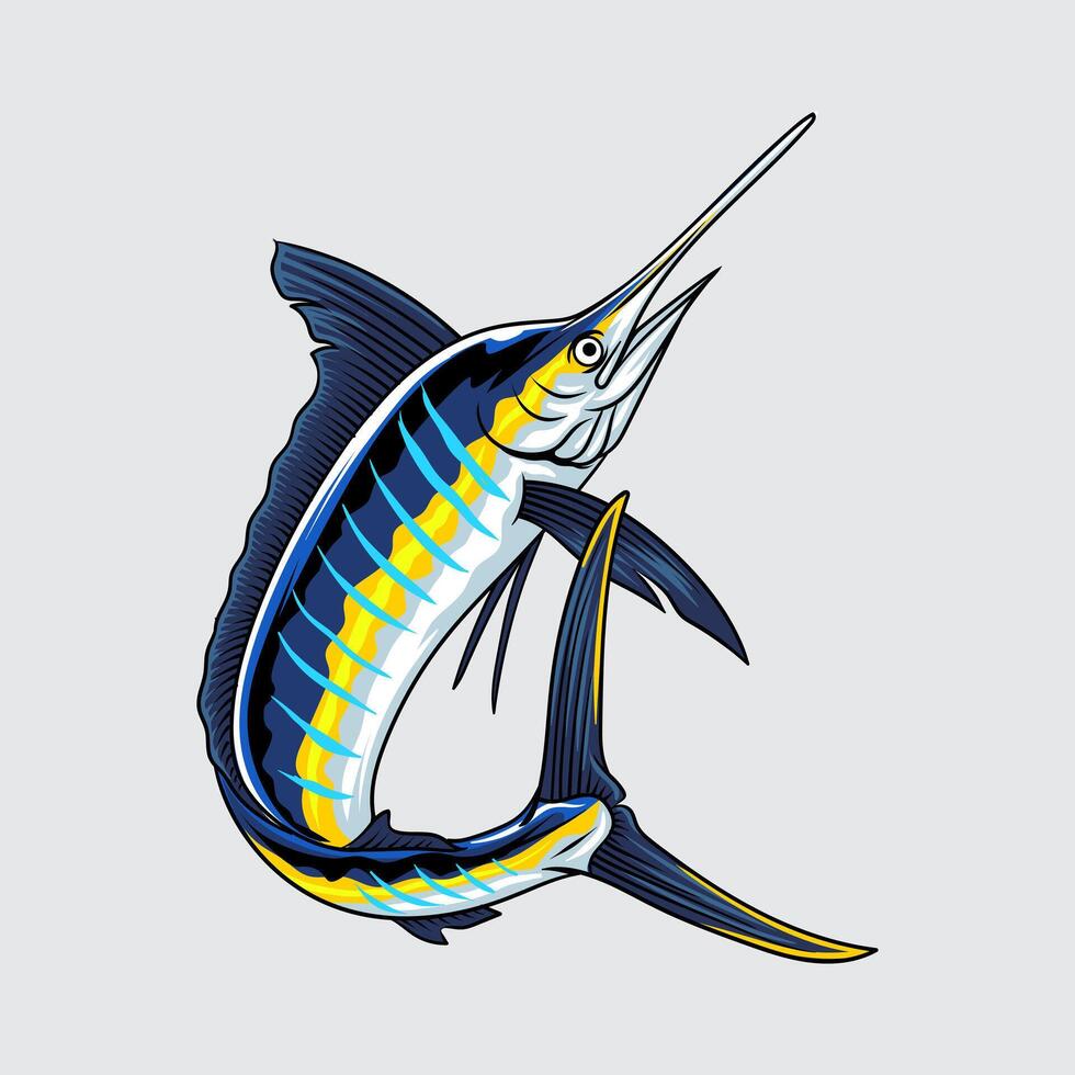 Sailfish isolated cartoon illustration with light background vector