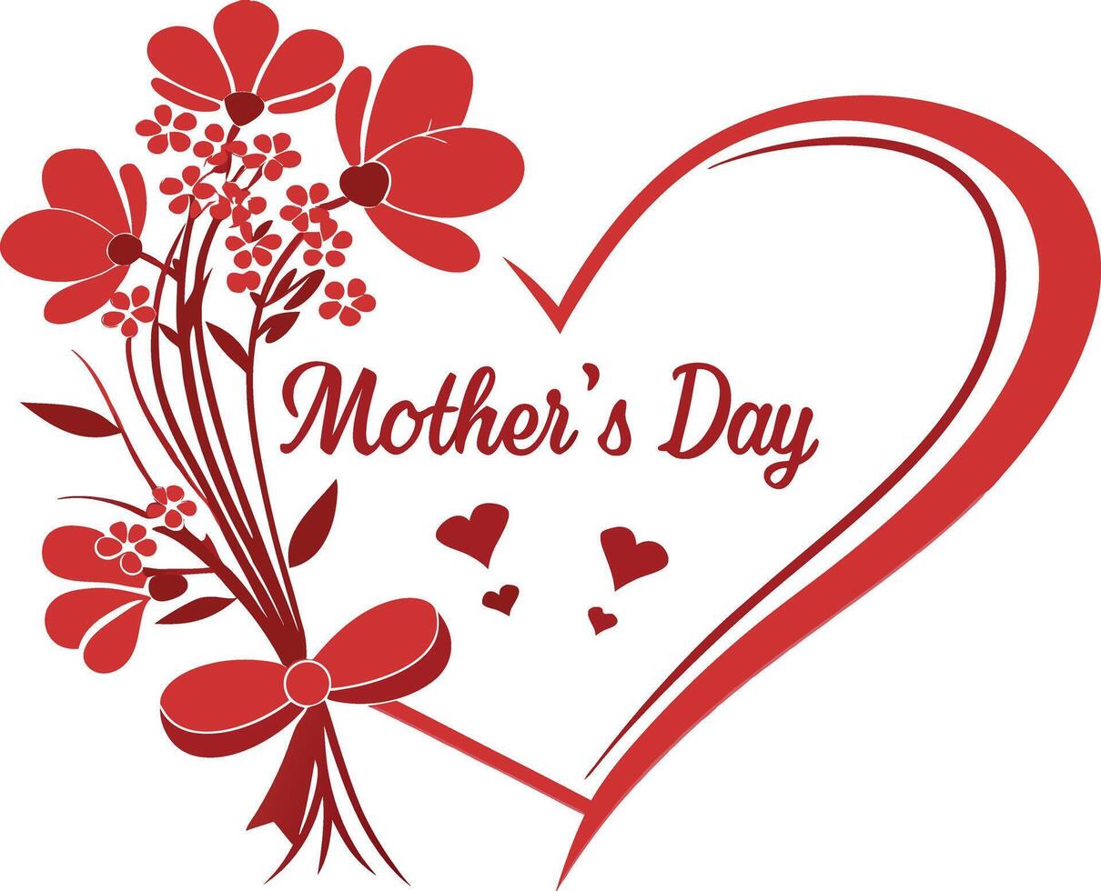 Happy Mother's Day Floral Heart Greeting Card vector