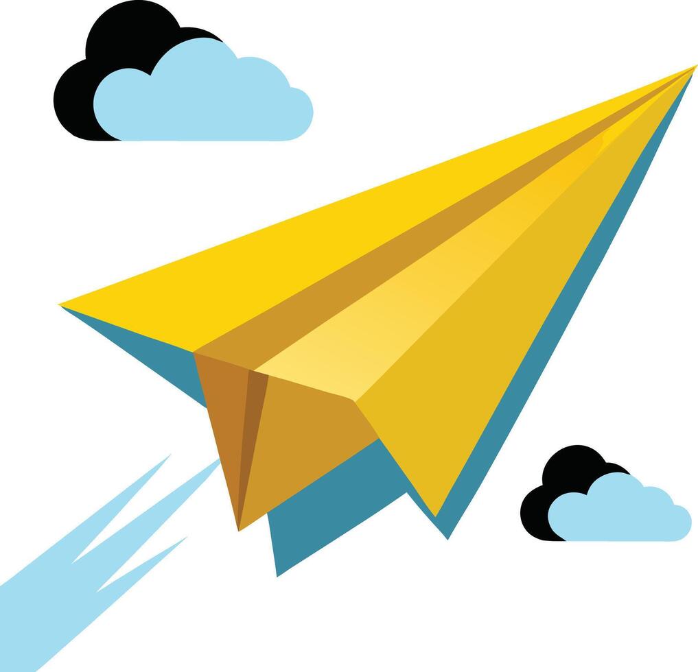paper airplane flying in the sky vector