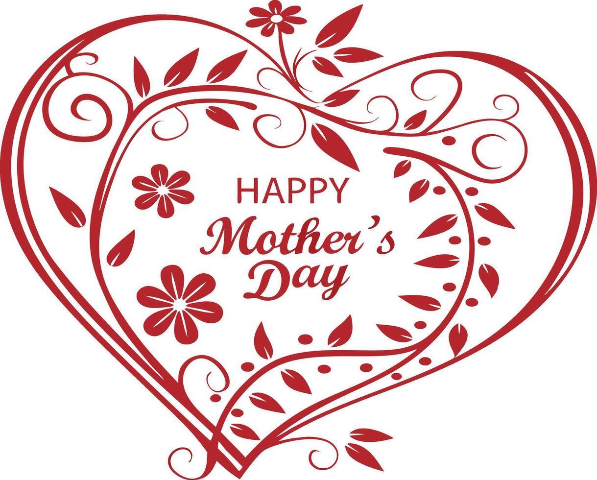 Happy Mother's Day Floral Heart Card vector