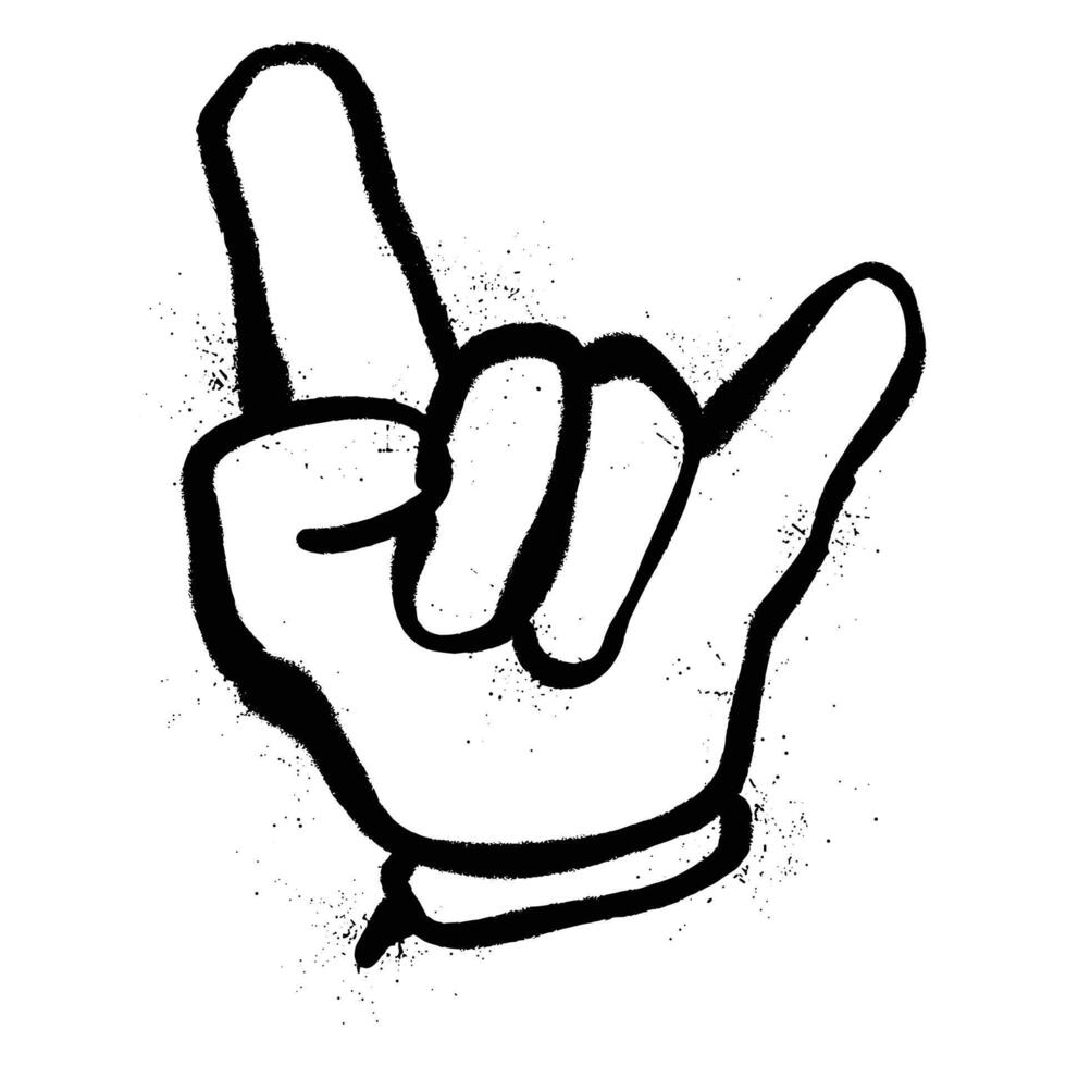 Black Spray Paint Graffiti metal Hand Sign with Spray Texture vector