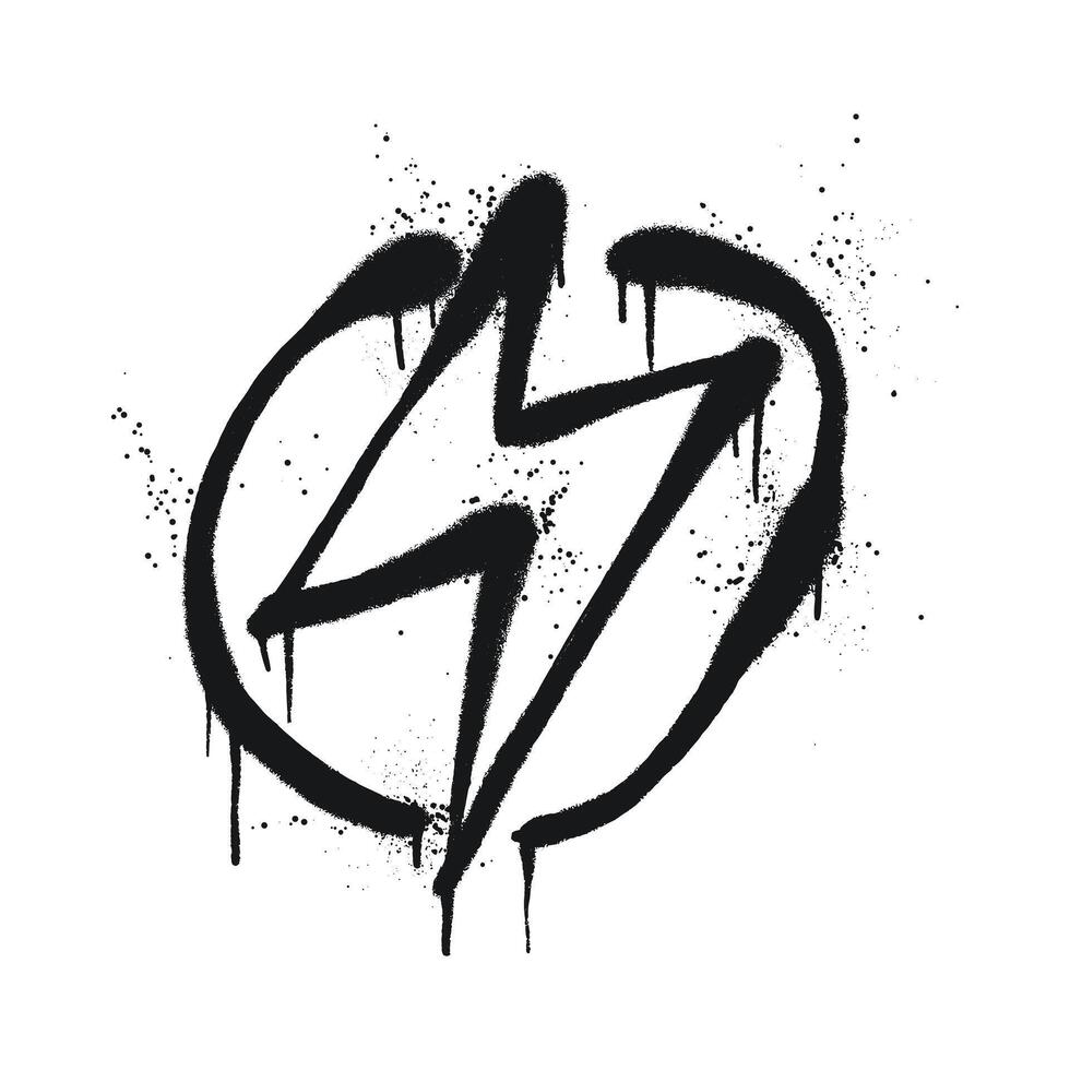 Bold street art thunder doodle, dripping with raw urban spray paint style. vector