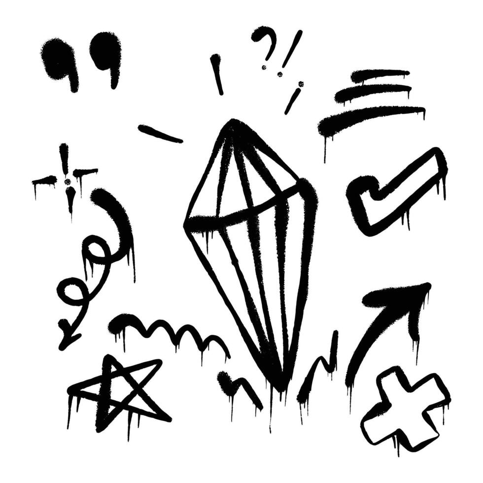 Black Spray Paint Graffiti Collection of Doodle Marks and Symbols vector