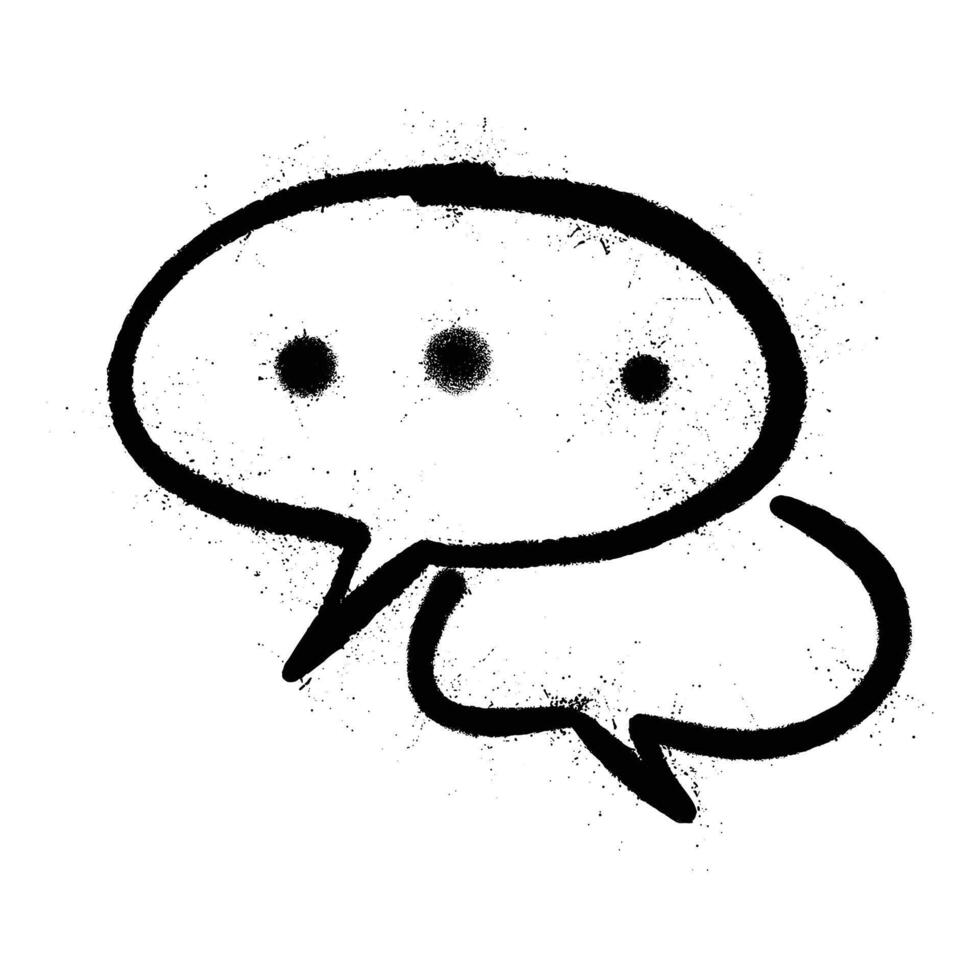 Black Spray Paint Graffiti Speech Bubbles Icon with Spray Texture vector