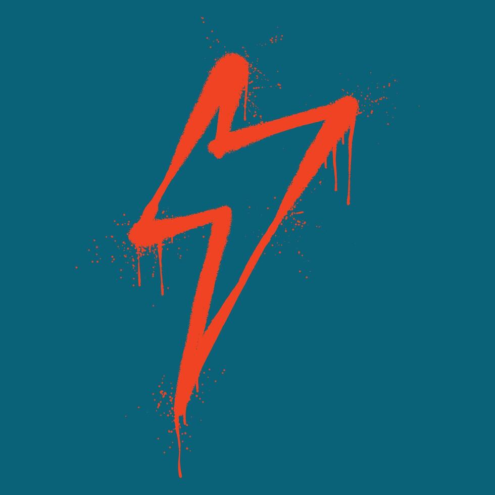 Energetic lightning spray art, vivid orange on cool blue background. vector