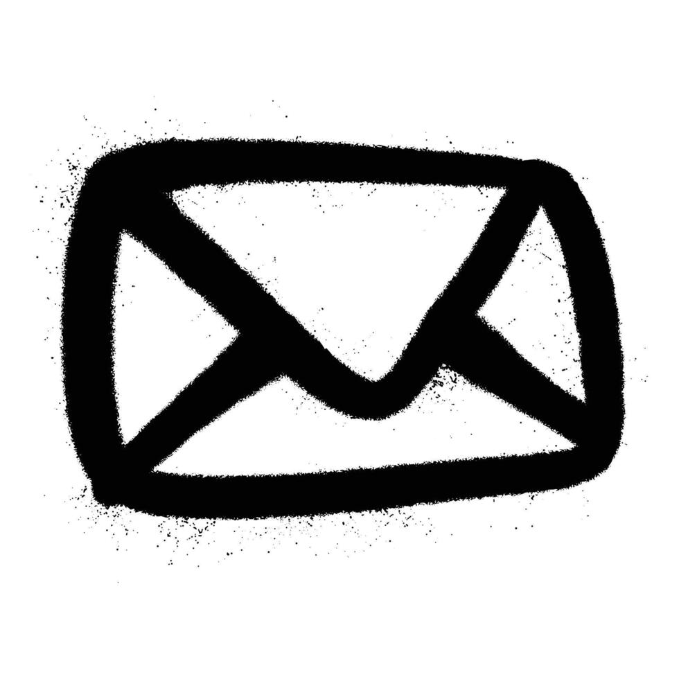 Black Spray Paint Graffiti Envelope Icon with Spray Texture vector