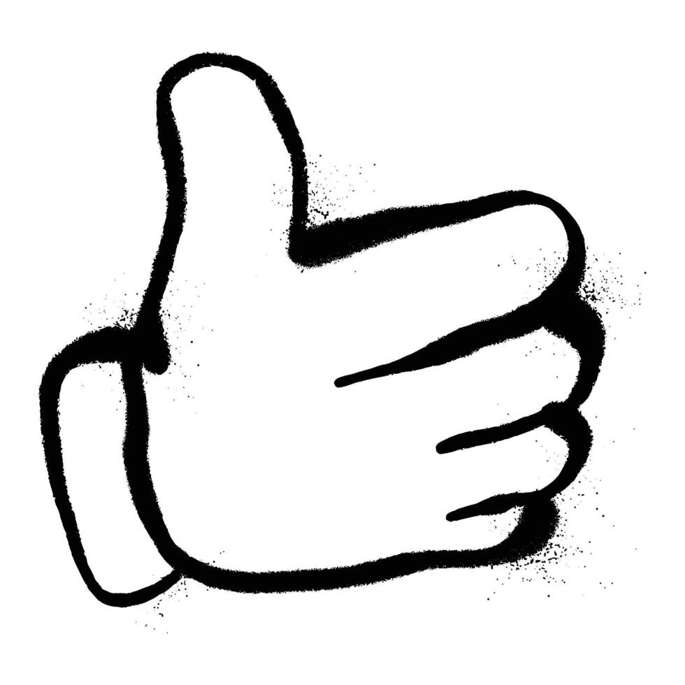 Black Spray Paint Graffiti Thumbs Up Symbol with Spray Texture vector