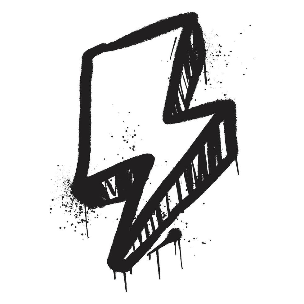 Urban graffiti thunder icon with freestyle spray art and energetic strokes. vector