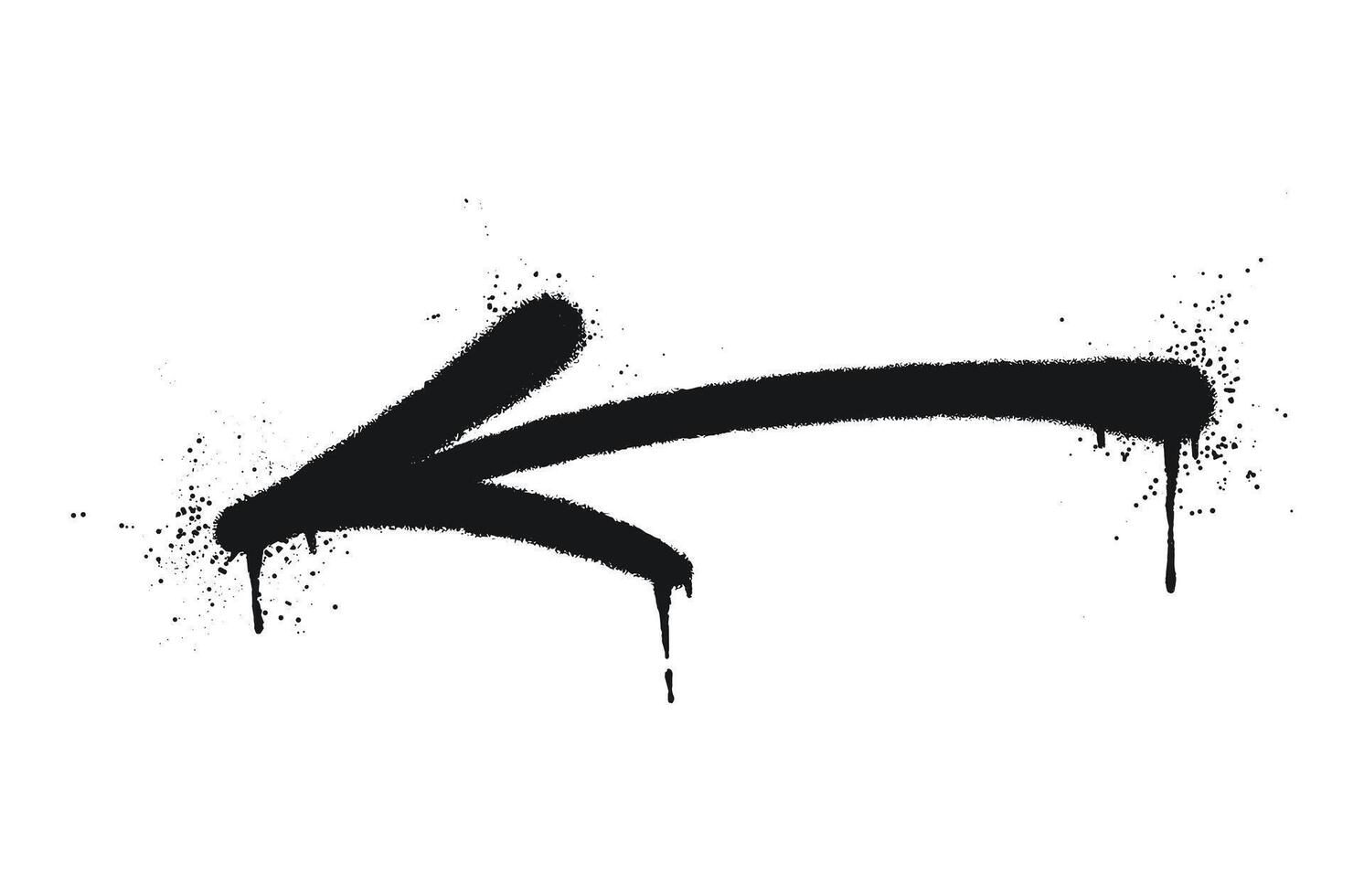Black Spray Paint Graffiti Arrow Pointing Left with Dripping Ink vector
