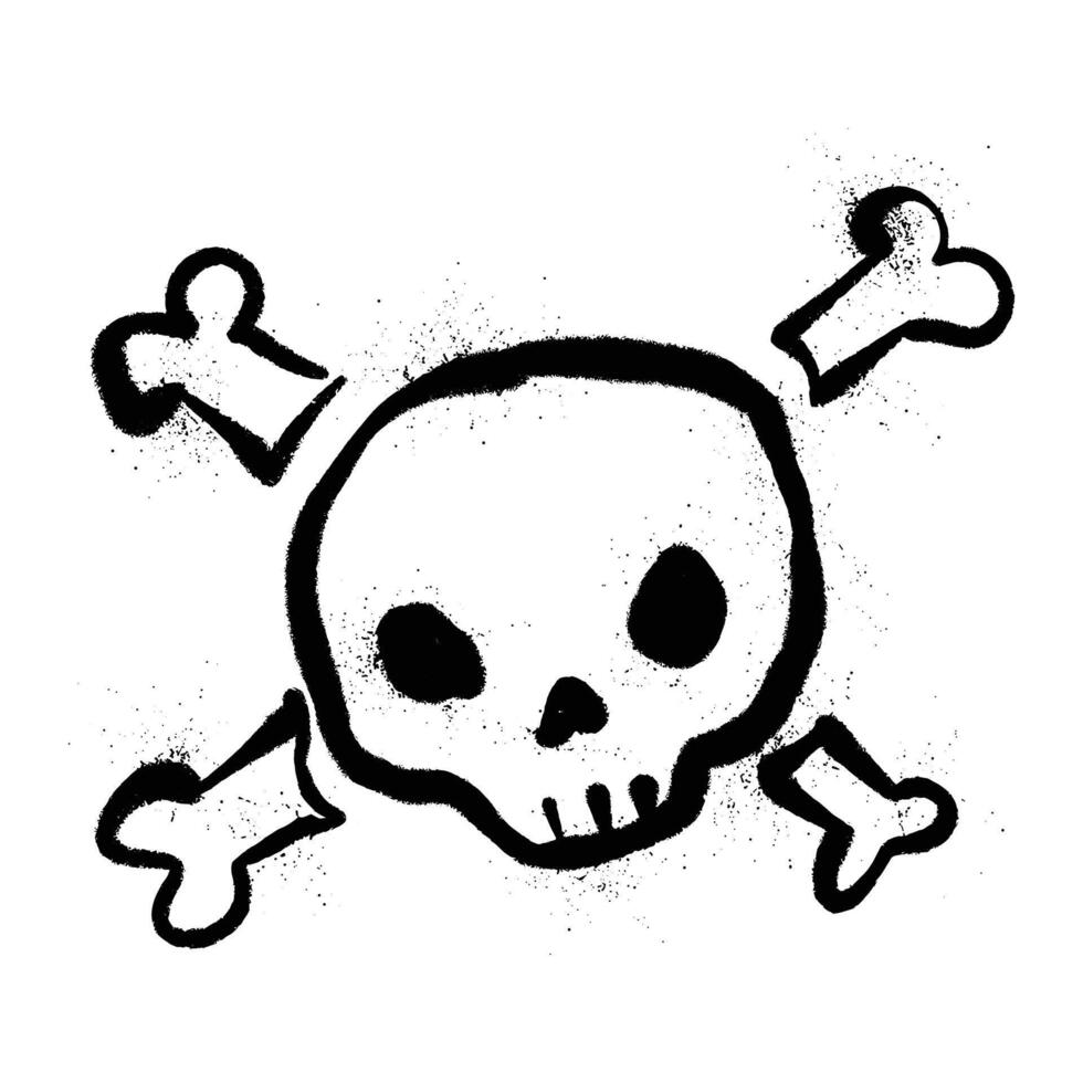 Black Spray Paint Graffiti Skull and Crossbones Symbol vector