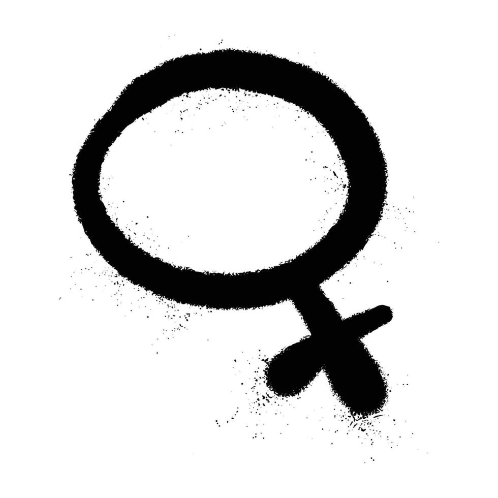 Black Spray Paint Graffiti Venus Symbol with Spray Texture vector