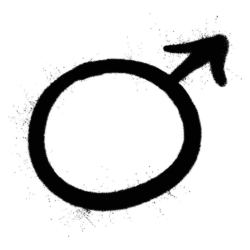 Black Spray Paint Graffiti Mars Symbol with Spray Texture vector