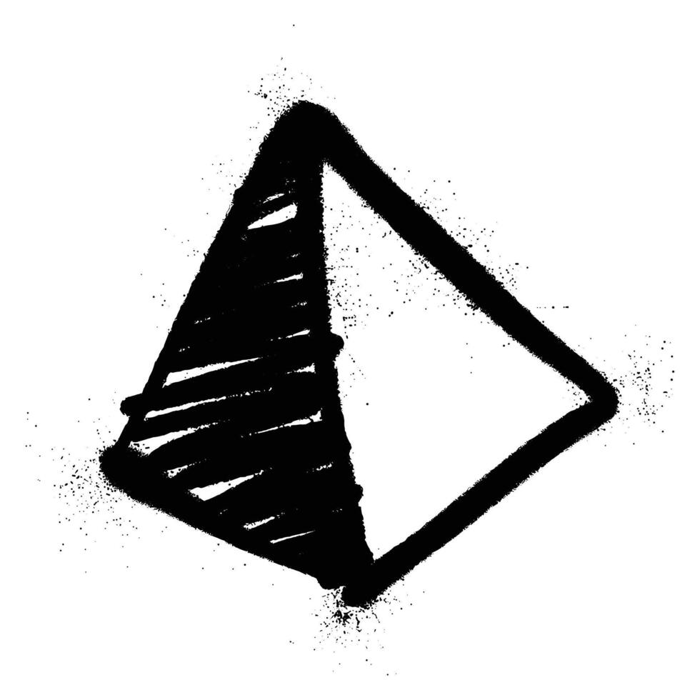 Black Spray Paint Graffiti pyramid Symbol with Spray Texture vector
