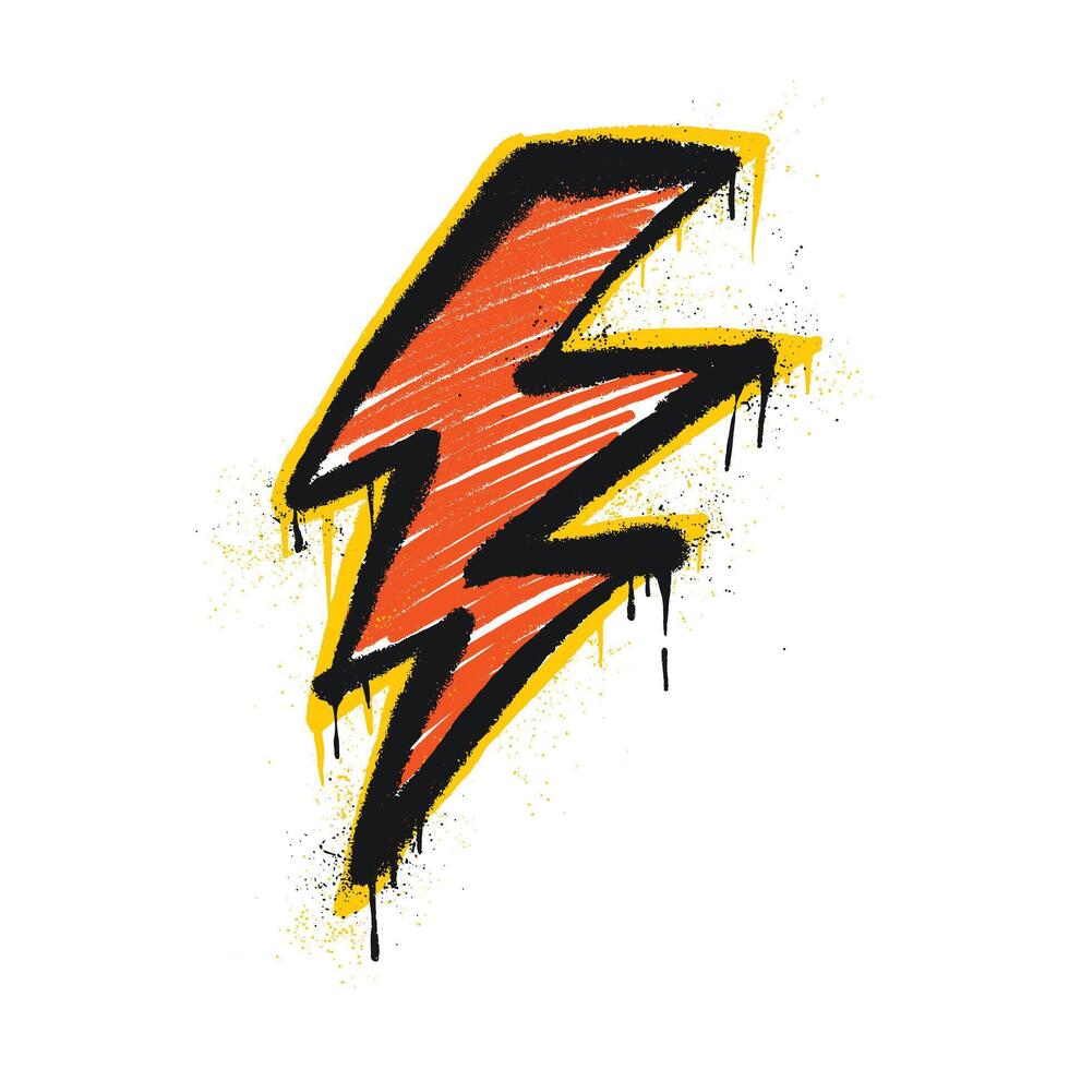 Urban lightning graffiti art with dripping paint and strong grunge style. vector