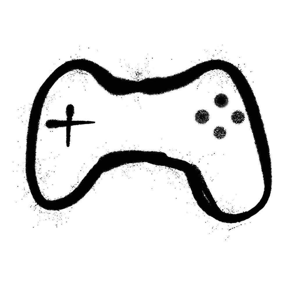 Black Spray Paint Graffiti Game Controller Symbol with Spray Texture vector