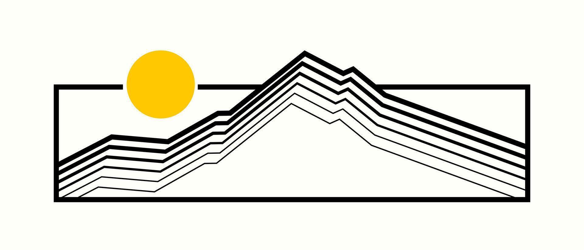 Simple mono line art of Mt Hood Oregon for t shirt sticker badge design vector