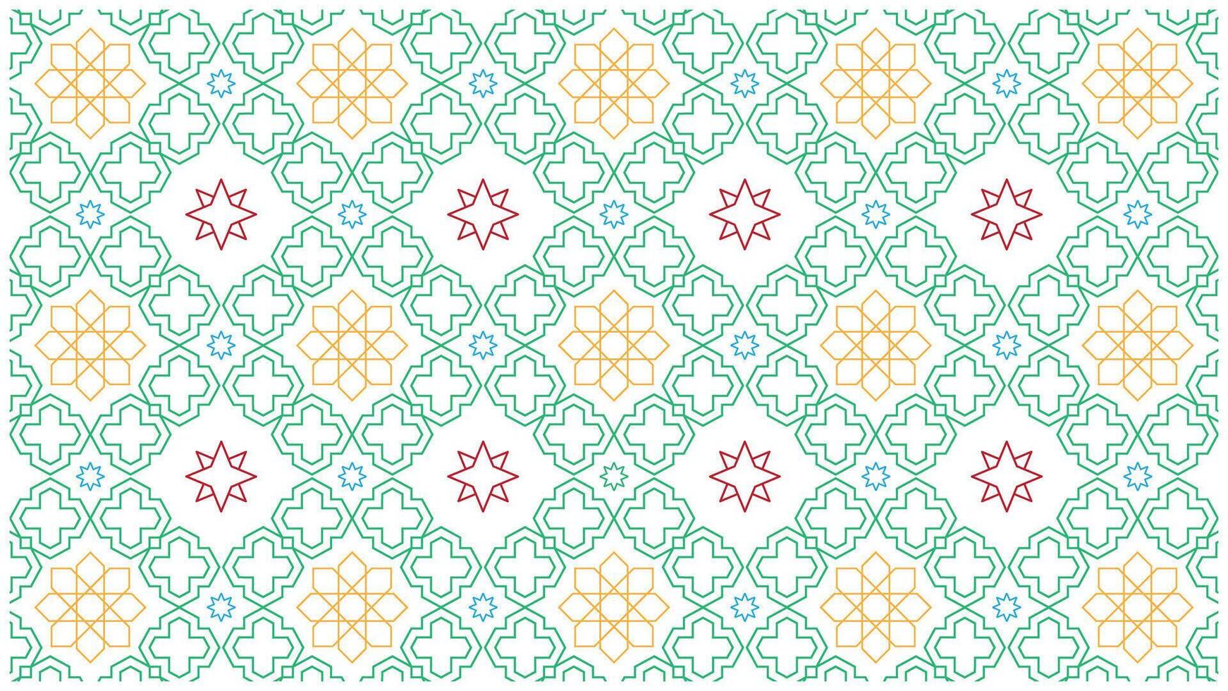 Geometric pattern with intricate floral and star designs in vibrant color scheme vector