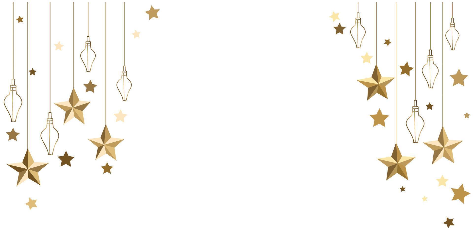 Elegant golden star and lantern ornaments arrangement for festive designs vector