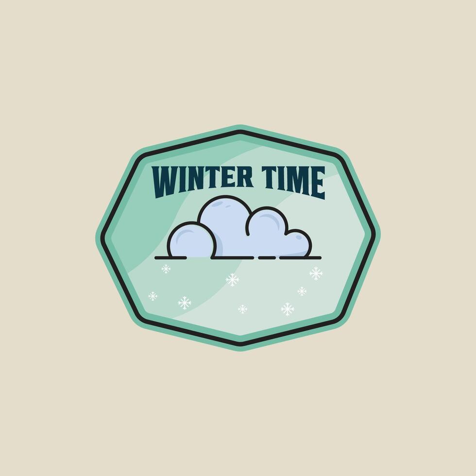 winter snow cloud emblem logo line color illustration template icon graphic design. weather sign or symbol for nature concept with badge vector