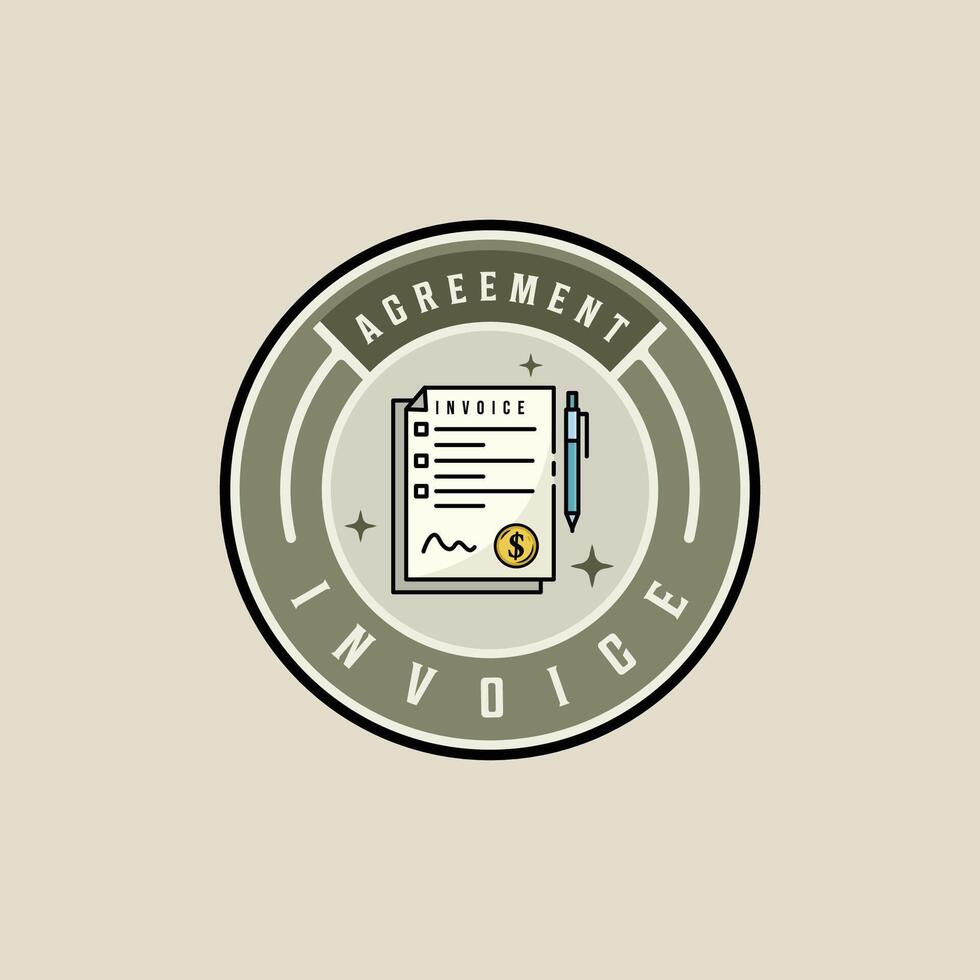 invoice emblem logo color illustration template icon graphic design. money saving sign or symbol for business finance concept with circle badge label typography vector