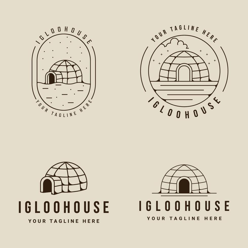 set of igloo house logo line art vintage simple illustration template icon graphic design. bundle collection of various traditional house of eskimo people sign or symbol building culture vector