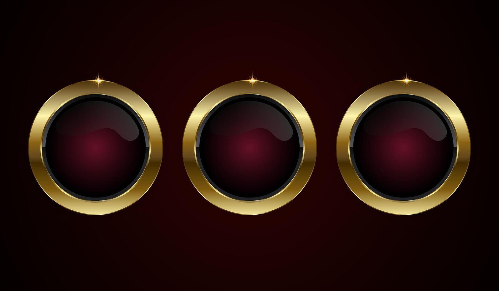 Group of luxury buttons, banners and premium red button in design, a Luxury button with a deep maroon center, encased in a shining gold button vector