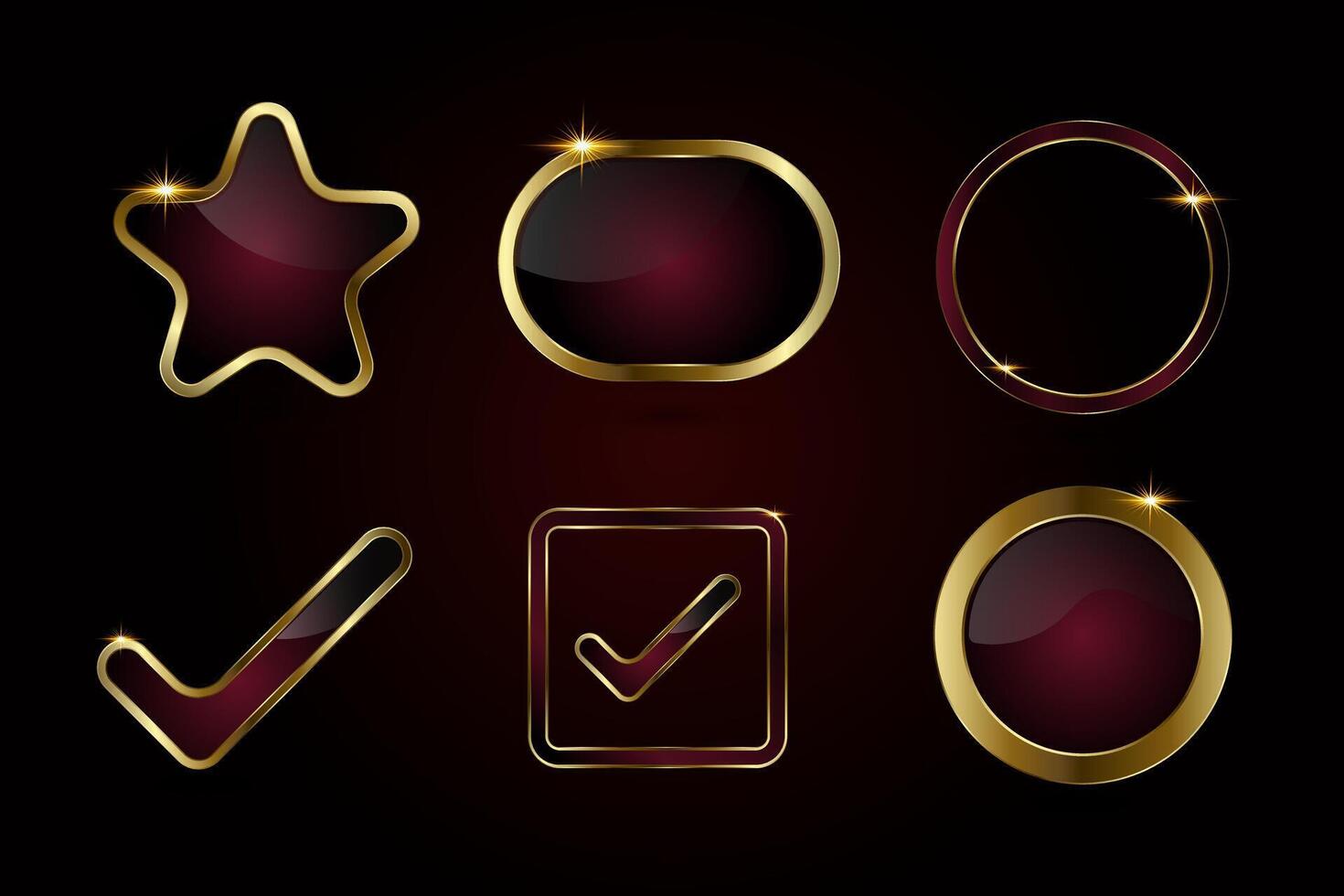 Groups of different Luxury buttons , illustration design, Group of SIX dark red premium buttons and element, shape, icon, and luxury button web concept vector
