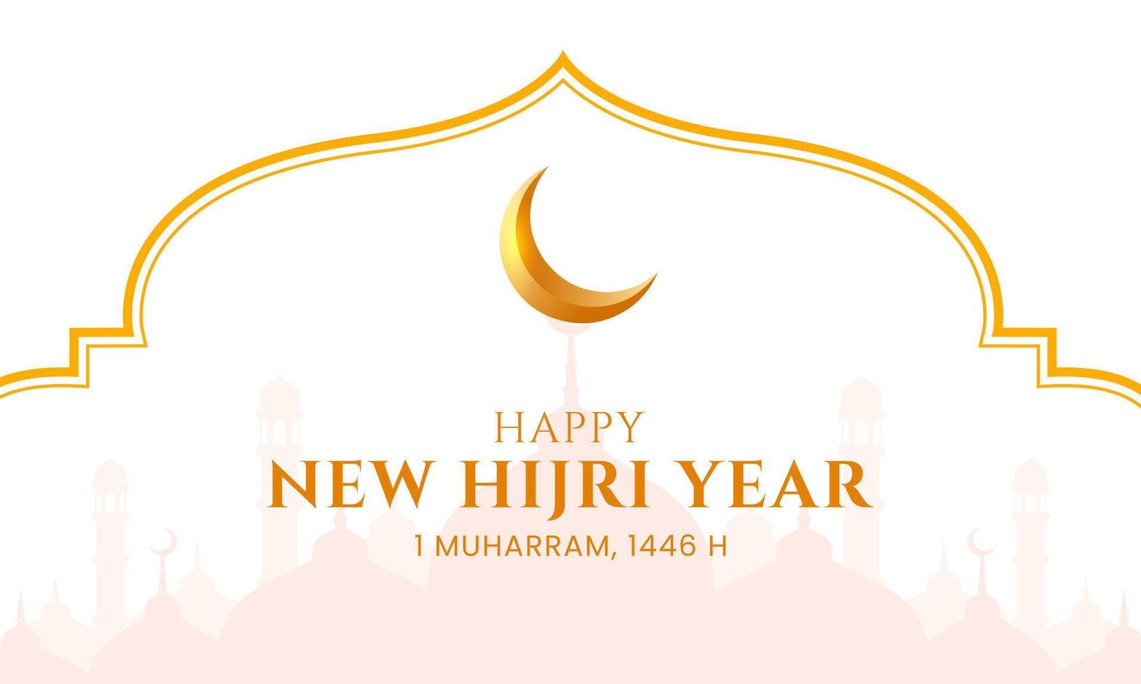 Modern Islamic New Year background with mosque silhouette vector