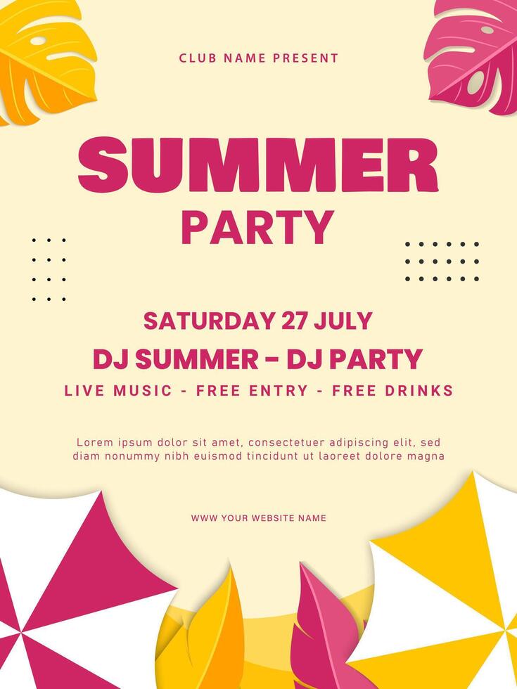 Colorful indie music summer poster template vector
