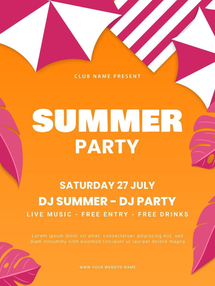 Summer beach music poster template vector