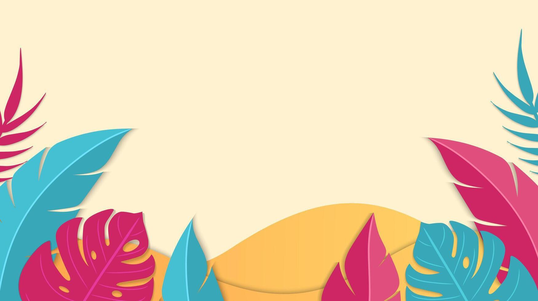 Colorful summer background design with tropical leaves vector