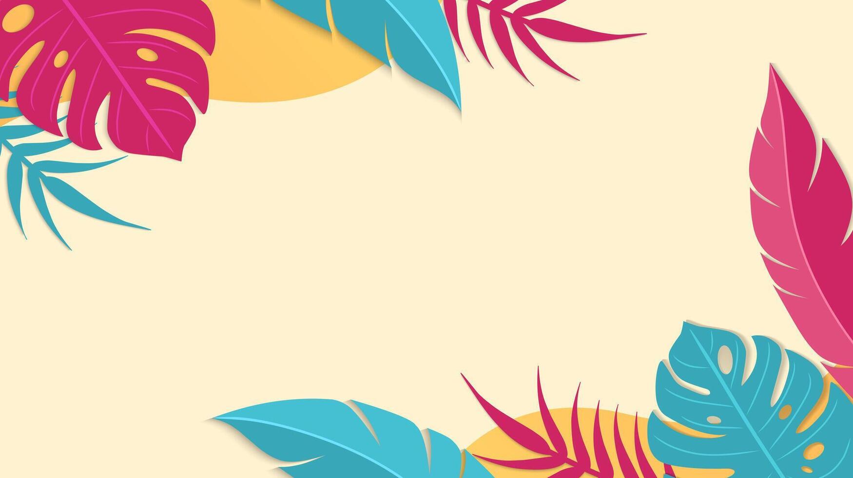 Summer background design with colorful tropical leaves vector