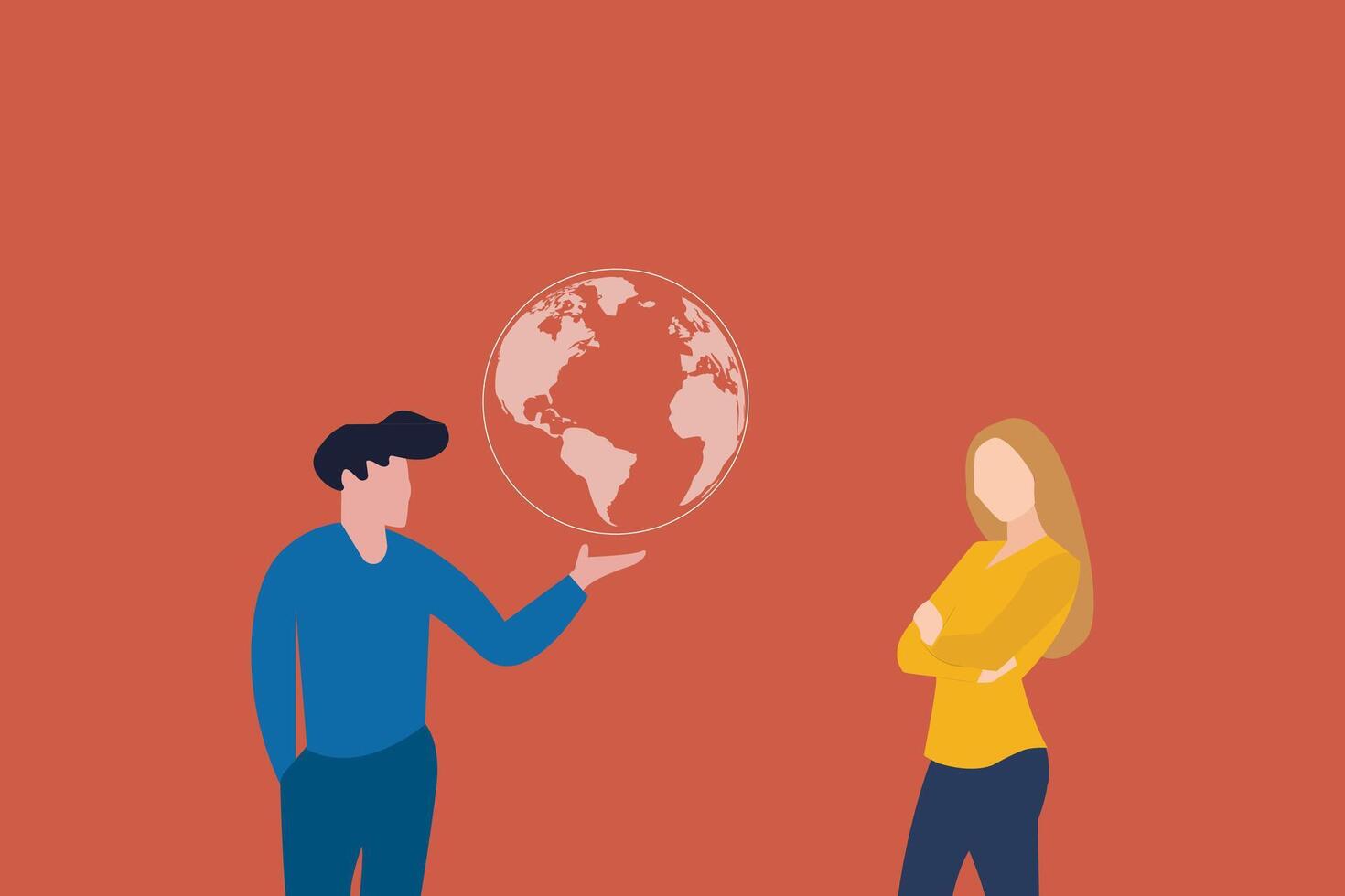 Businessman manager presenting globe or planet earth on his hand. concept of Global business or world economy, power to control the world, leadership to success in global network vector