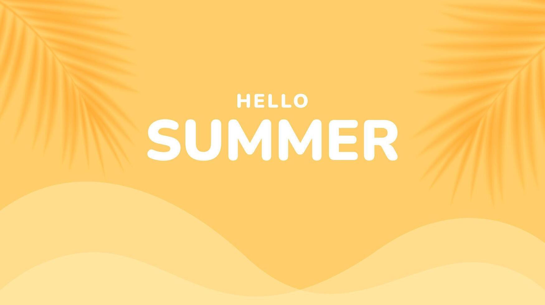 Yellow summer tropical background with tropical palm leaves vector