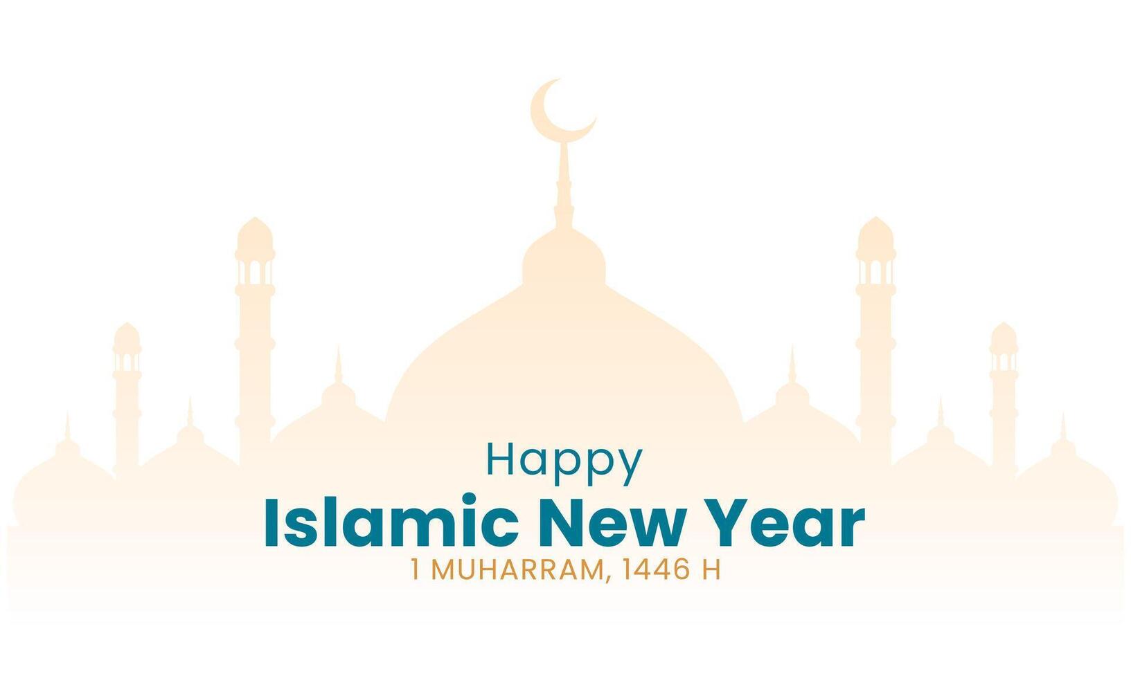 Muharram greeting design with mosque silhouette vector
