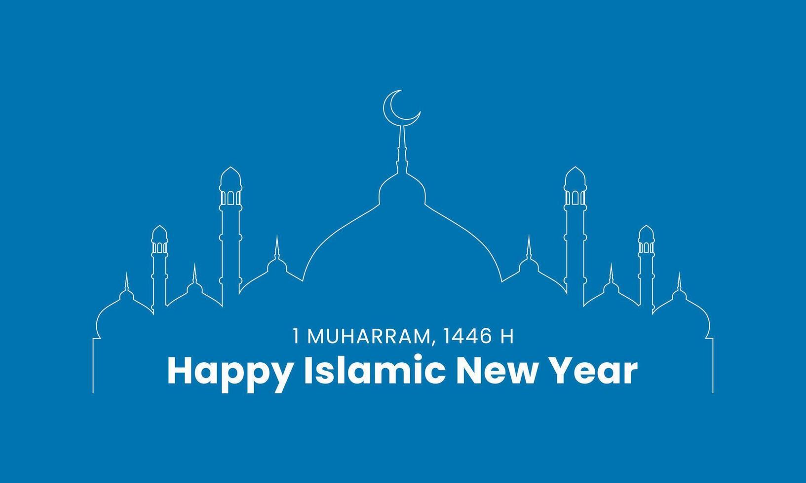 Happy Islamic new year greeting card. Minimalist Islamic holiday celebration vector