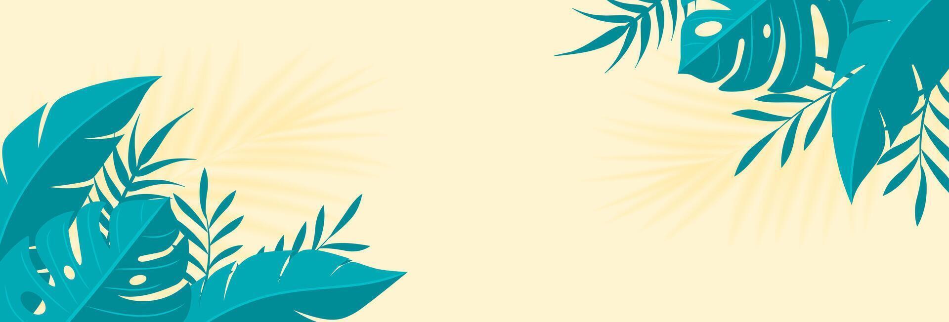Summer banner design with tropical leaves vector