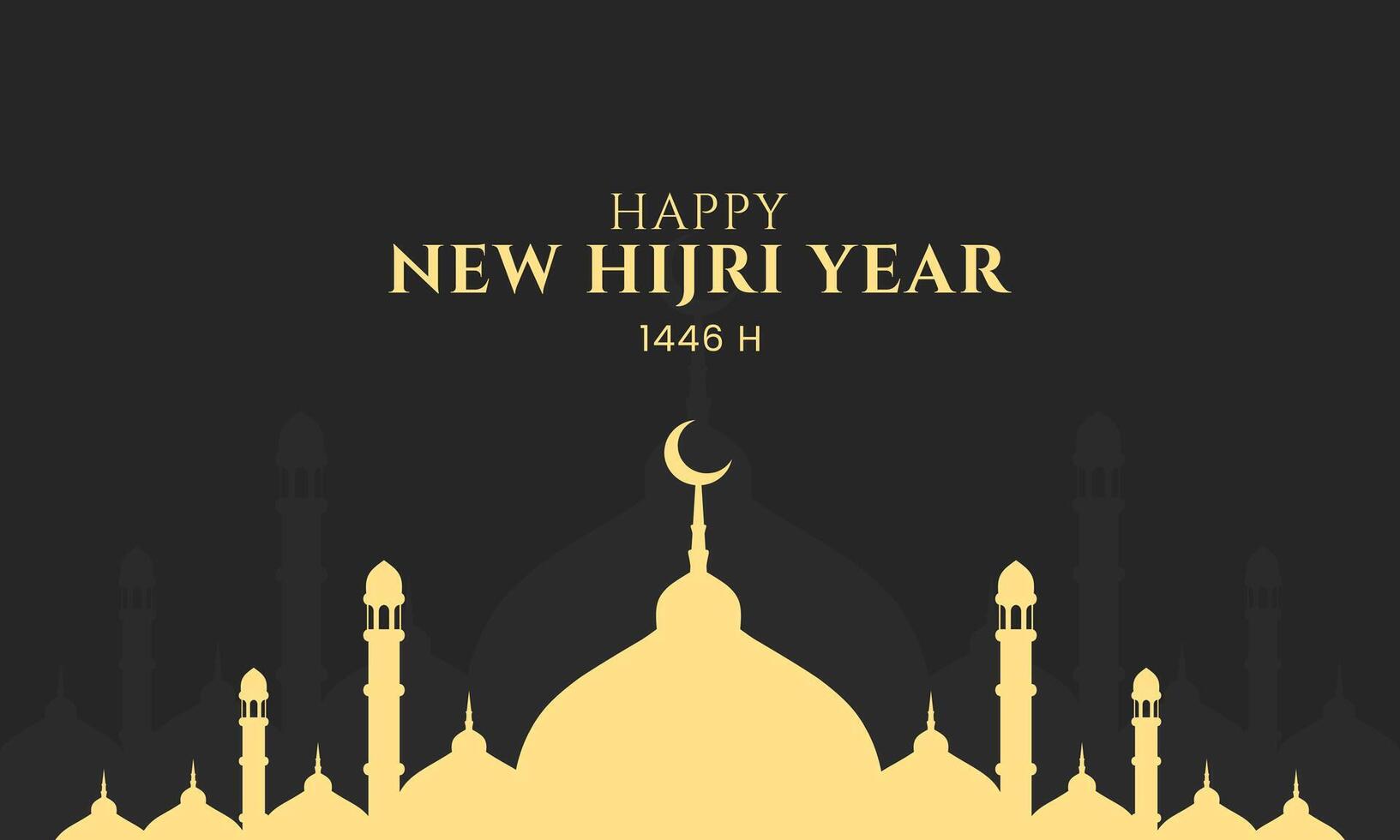 Hijri New Year Banner with Mosque Illustration vector