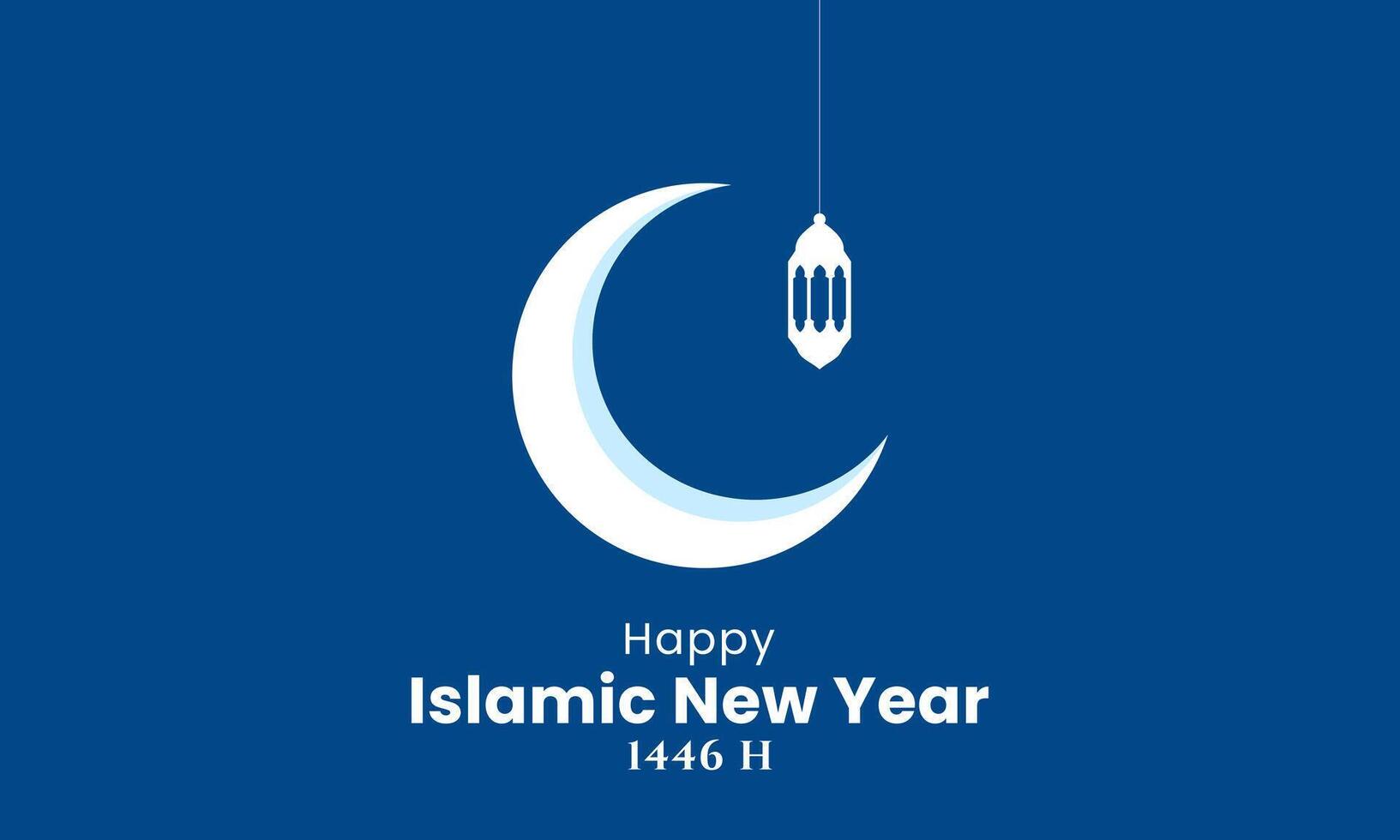 Islamic New Year Banner with Crescent and Lantern vector