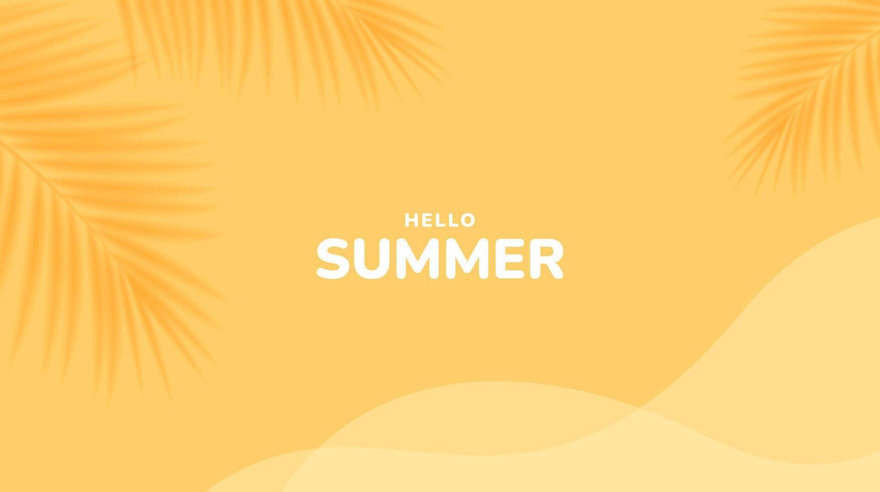 Hello summer background with palm leaves shadow vector
