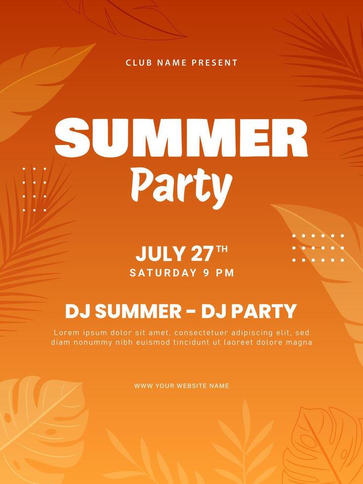 Sunset chillout summer party poster vector