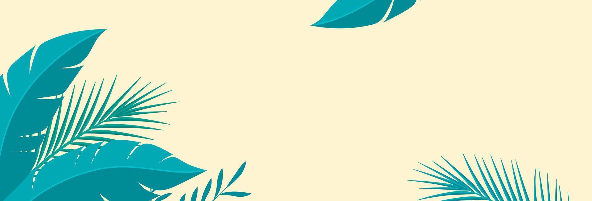 Tropical summer leaf banner design. Minimal summer background vector