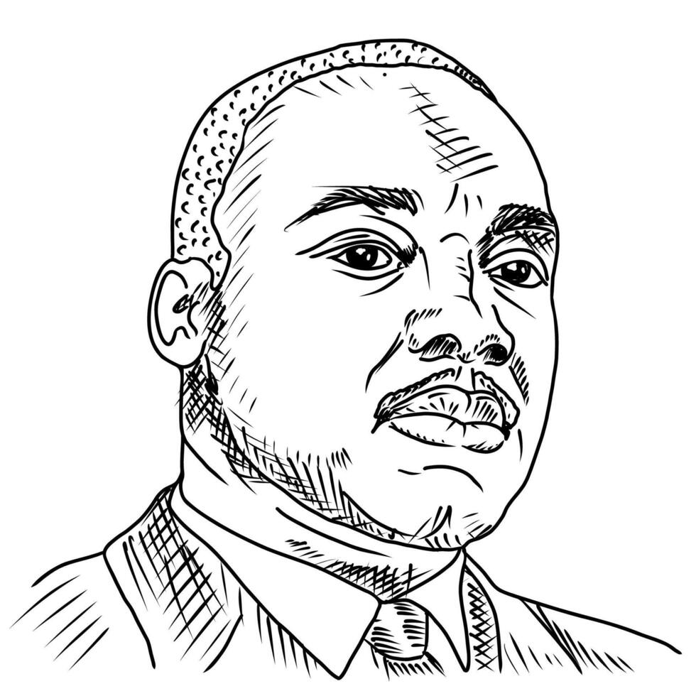Hand drawn portrait of a afroamerican man. vector