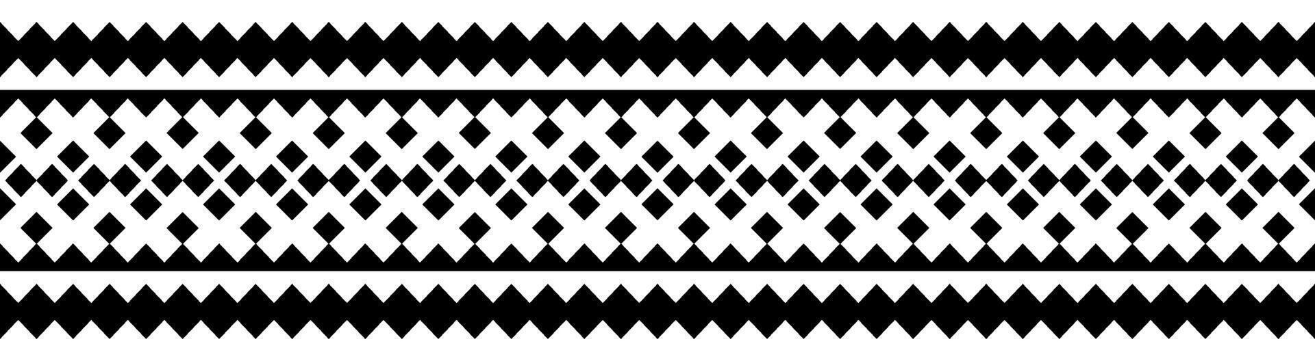 Monochrome ethnic border pattern with tribal aztec textile. vector