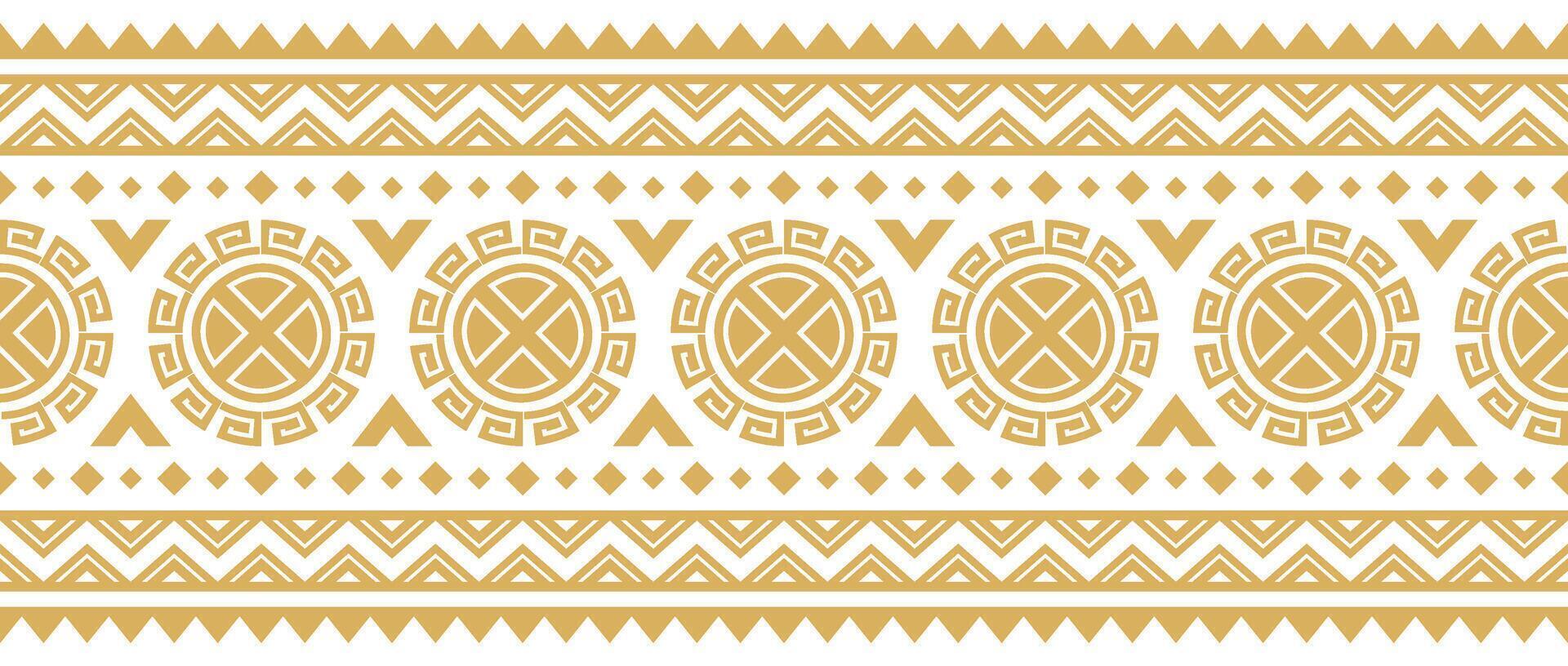Ethnic aztec navajo border with traditional tribal seamless pattern. vector